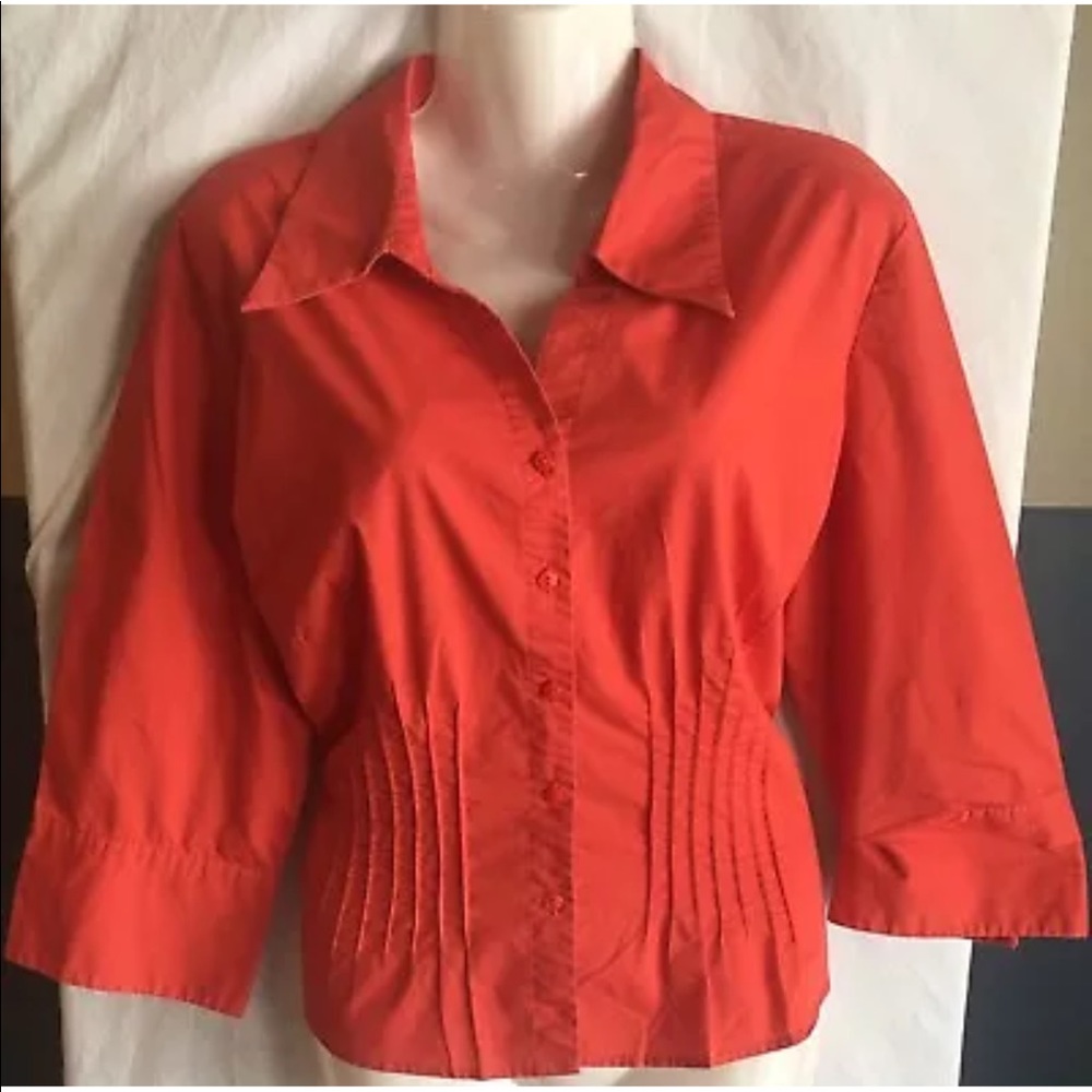 Cato Womens Orange Button Up Shirt Top Size XL - Picture 1 of 2
